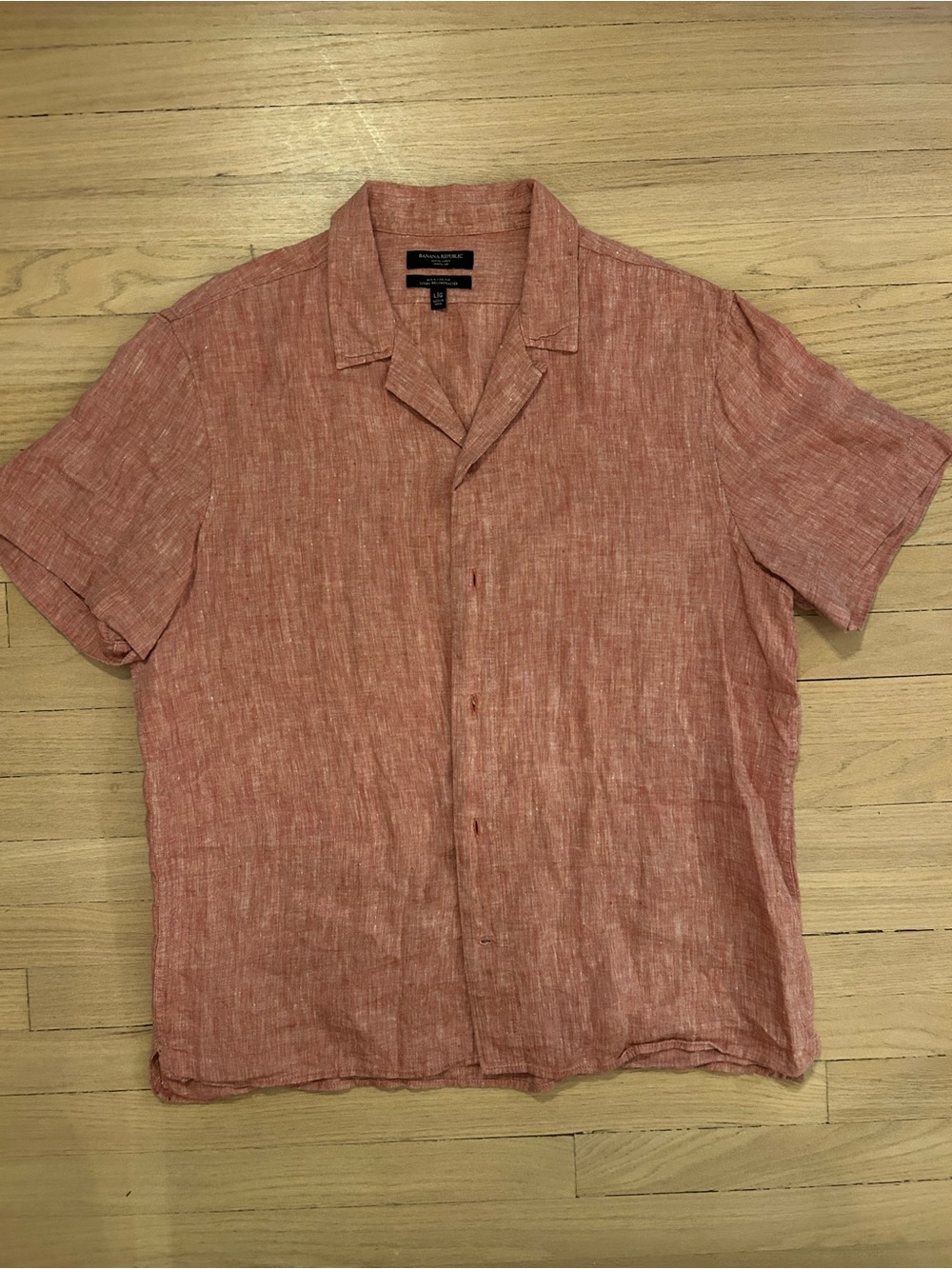 Banana Republic Men's Short-Sleeve Linen Camp Shirt - Coral